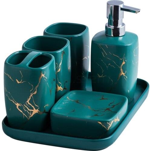 Square White Black Ceramics Five-piece Set Washing Set Bathroom Decoration Marriage Gift Mouth Cup Set Bathroom Accessories