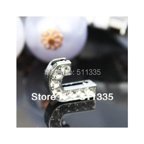 Wholesale Price ! 50pcs Internal Size 10mm J rhinestone slide letter fit 10mm bracelet DIY Charm accessories