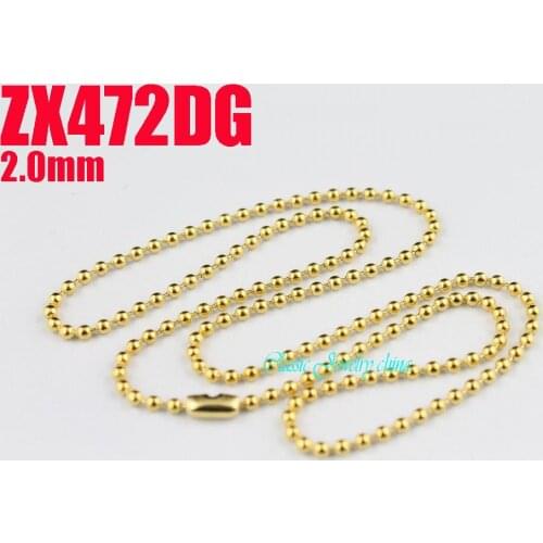 Golden color 2mm stainless steel necklace bead chain beaded necklace ball chain 20pcs fashion jewelry ZX472DG