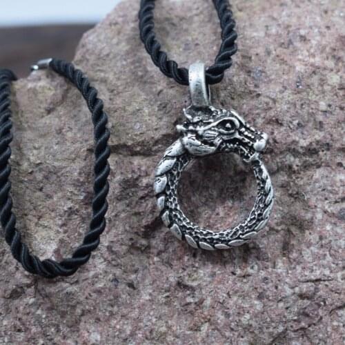 Retro Dragon Necklace Viking Icelandic Vegvisir Circle Pendant For Mens Gift