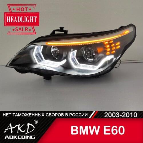 For Car BMW E60 Head Lamp 2003-2010 Car Accessory Fog Light Day Running Light DRL H7 LED Bi Xenon Bulb 520i 523i 530i Headlights