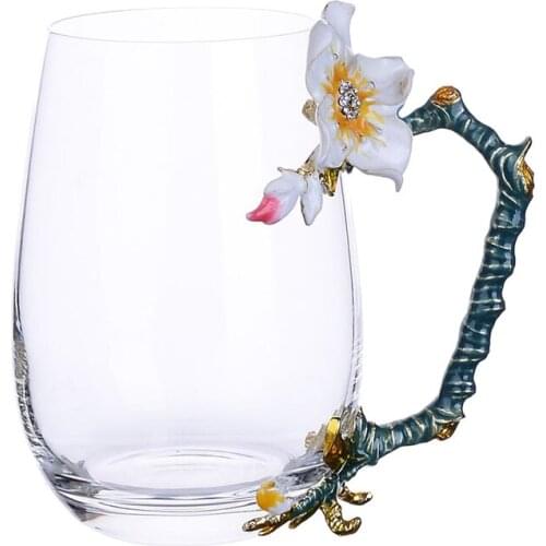 Superior Products Enamel Color Scented Tea Juice Cup Heat-resisting Crystal Glass Originality Cup Coffee milk Cup Mothers gift