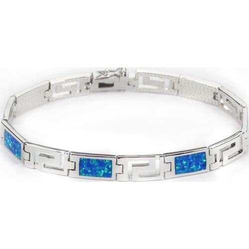 SZ0003 Simple Blue Opal Bracelets For Men & Women Elegant EU Style Classic Pattern Chain Bracelet For Party Gift