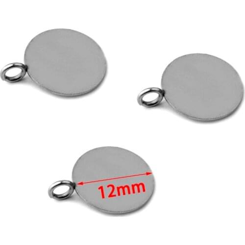 30pcs/lot 12MM plane Stainless Steel Pendant DIY Base Cabochon Settings Blank Tray Cameo Jewerly Making Components
