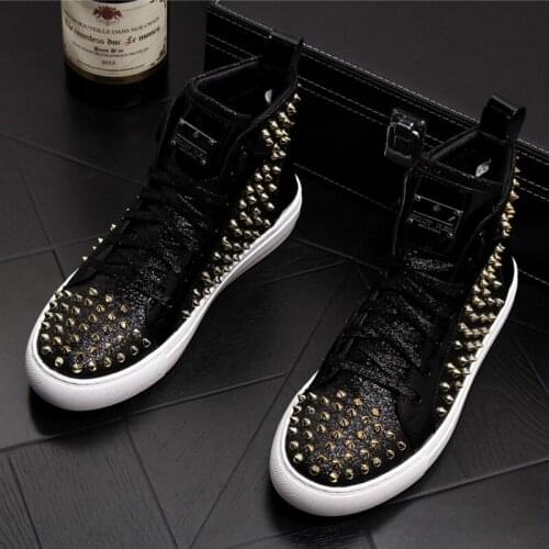 Luxury brand Men ankle boots England style casual punk style rivet shoes young platform masculina sapatos