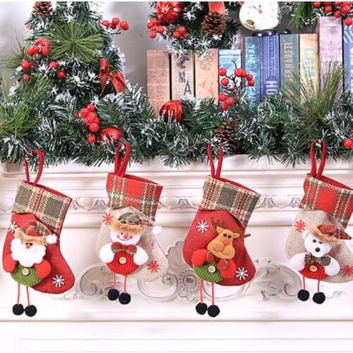 Christmas Socks Gift Bag Hunging On Christmas Tree Childrens Candy Bag Christmas Tree Decorations Santa Claus Festive Supplies