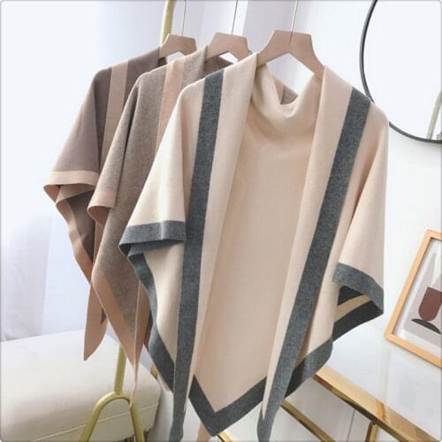 Shawl new womens spring and autumn thin knitted triangle scarf with fashionable casual color matching cardigan top