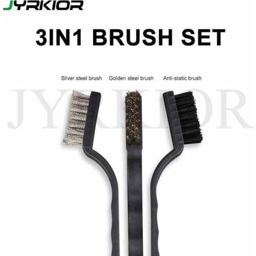 Jyrkior 3 in1 Mobile Phone Maintenance Motherboard Anti-Static Steel Brush Fine Cleaning Brush Servicing Soft Brushs