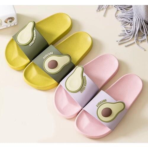 Women Summer Slippers Beach Slide Sandals Flip Flops Cartoon Fruits Avocado Thick Bottom Comfort Men Ladies Couple Girls Shoes