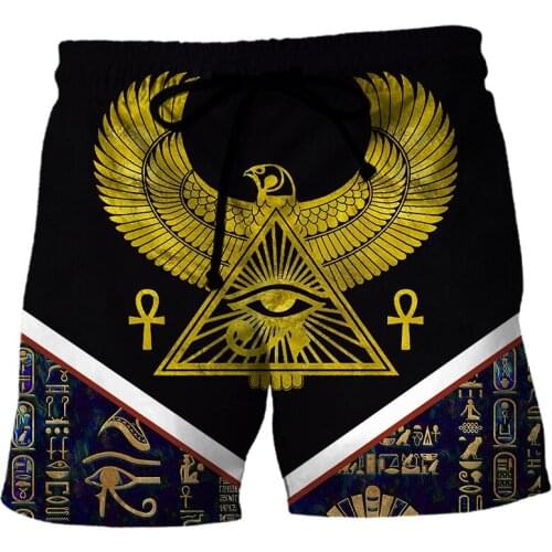 Ancient Egypt Ankh Symbols 3D Printed Mens Shorts Unisex Streetwear Summer Beach Loose Shorts Casual Pants Polyester SDM21