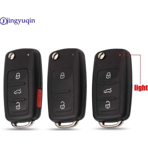 Jingyuqin 10ps Folding Remote Car Shell Flip Key Case Fob For New VW Volkswagen Transporter Polo GOLF 2 Buttons