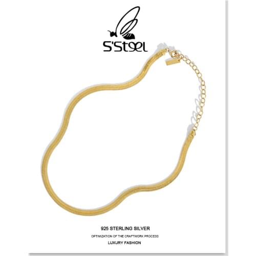 SSTEEL Snake Bone Chain For Women 925 Sterling Silver Designer Minimalist Necklace Joyeria Fina Para Mujer Jewellery