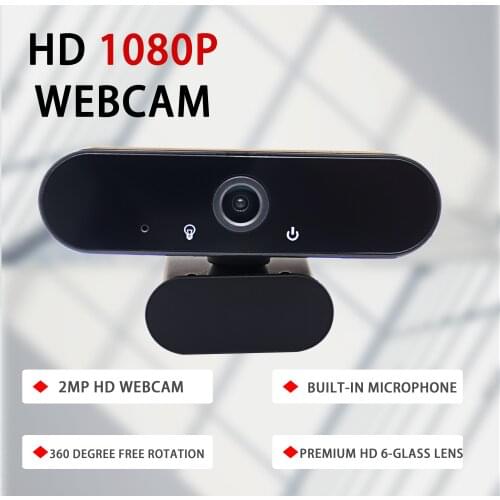Full HD Computer Webcam, 1080P Webcam with Rotating Microphone for Live Broadcast, Video Call, Conference Work