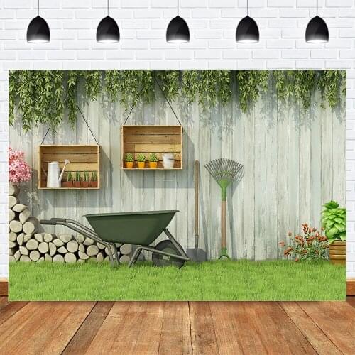 Spring Wedding Photography Backdrop for Photo Studio Wood Wall Grassland Background Garden Green Leaves Bridal Photocall