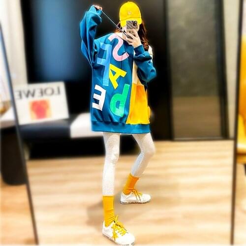 Autumn New Streetwear Casual Clothes Women Sweatshirt Womens Hoodies Cartoon Letter Outerwear Loose Female Clothing SL125