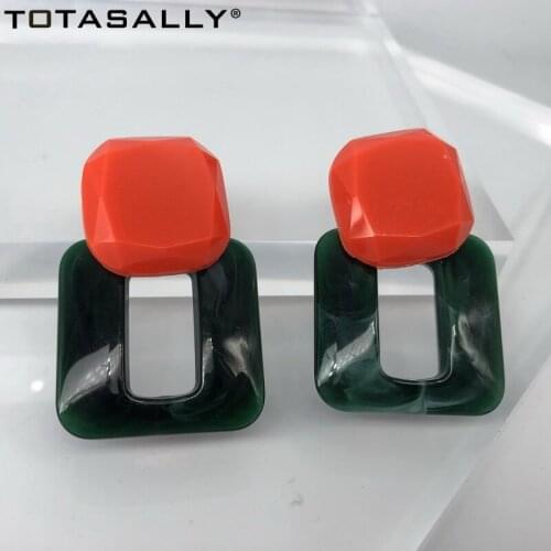 TOTASALLY New Geo Earrings for Women Designed Fashion Green Red Square Stud Earrings Jewelry Gift Accessories Dropship