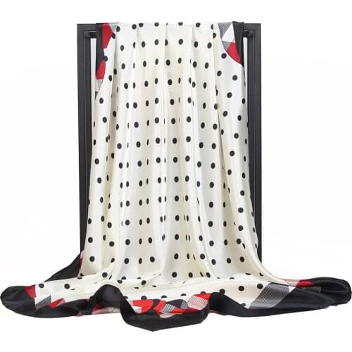 Fashion Kerchief Silk Satin Neck Scarf For Women Print Hijab Scarfs Female 90*90cm Square Shawls and Wraps Scarf For Lady FJ332