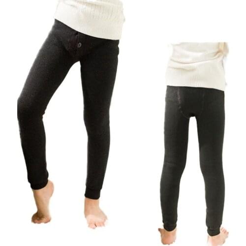2-14T Boy Winter Thermal Cashmere Pants Children Home Casual Leggings Button Elastic Warm Underwear Long Johns For Kids