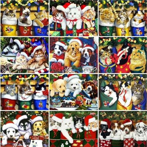 ZOOYA 5D DIY Diamond Embroidery Cat Full Square Diamond Painting Christmas Rhinestone Art Home Decor Gift