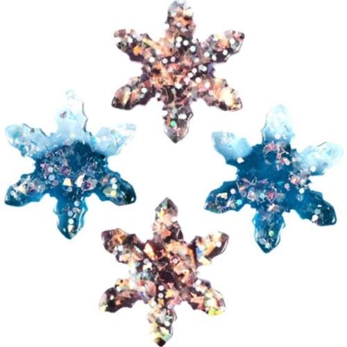 10pcs/pack Resin Snowflake Cabochons Mixed Colors Flatback For Phone/Wedding/Dress/Nail Jewelry Making Findings Scrapbook Crafts