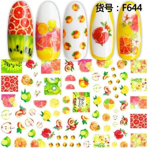 10PCS Color Fruit Watermelon Summer Beach Cool Beauty Back Pattern Ice Cream Nail Sticker Nail Slider Decoration Beauty Tool