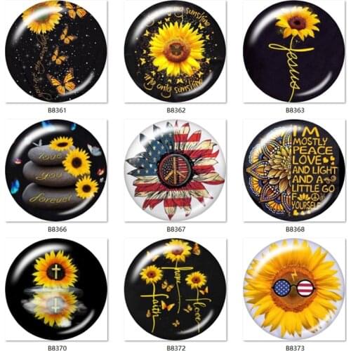Sunflower TEACHER MOM NANA words 10pcs mixed 12mm/18mm/20mm/25mm Round photo glass cabochon demo flat back Making findings B8207