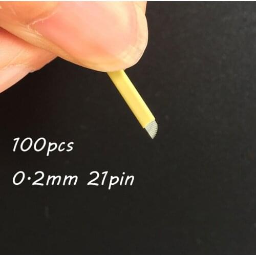 100Pcs/box 21 Pins Microblading Needles Tattoo Permanent Needles for Eyebrow Embroidery Pen Pernement Makeup Free Shipping