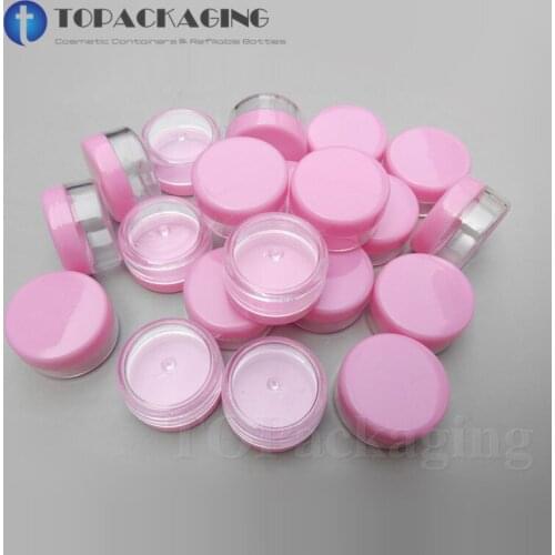 100PCS/LOT-5G Cream Jar,Clear Plastic Box With Pink Screw Cap,Small Sample Cosmetic Container,Empty Mask Canister,Nail Art Cans
