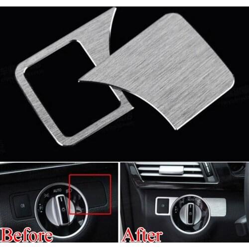 2 pcs Aluminium Alloy Head Light Headlight Adjustment Switch Cover Trim Sequined Decoration For A/B/C/E/ML/GL Class