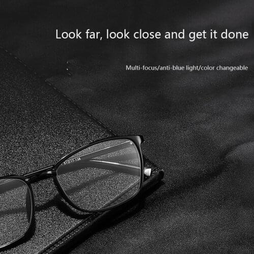 2021 Progressive Multifocal Reading Glasses Men Women Anti Blue Light Glasses Vintage Computer Glasses Square Presbyopic Glasses