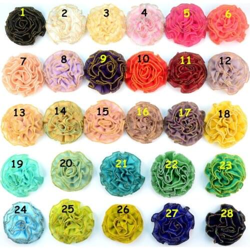 30 pcs/lot , 8cm cabbage chiffon flower , lockrand chiffon flower for girls DIY apparel hair accessories headband headwear