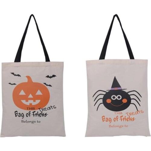 50pcs 6 Types Halloween Tote Bags with Black Handle Pumpkin Christmas Shopping Bags Festival Gifts Bag Halloween Canvas Bag