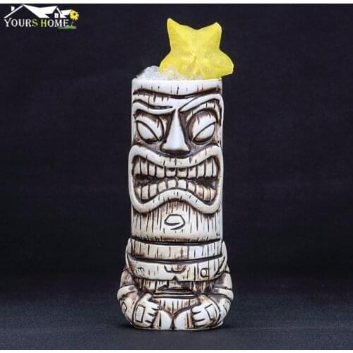 600ml Ceramic Tiki Mug Creative Porcelain Beer Wine Mug Cup Bar Tool