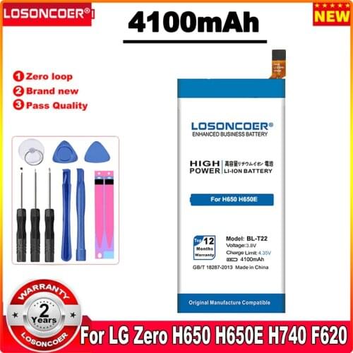 LOSONCOER 4100mAh BL-T22 Battery For LG Zero H650 H650E Battery