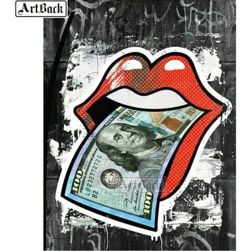 5d diy diamond painting dollar red lips landscape full square diamond mosaic handmade embroidery craft home decoration