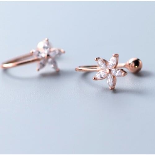 NO pierced) Real. 925 Sterling Silver jewelry Crystals CZ STONE Flower &Lucky Ball Clip Earrings Jewelry GTLE2960