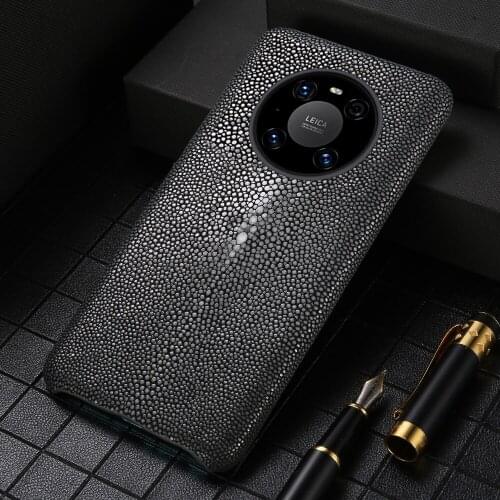 100% Genuine Stingray Leather Phone Case for Huawei Mate 40 Pro Mate 20 P20 P30 P40 Pro P40 Lite Cover For Honor 10 20 Lite 8X
