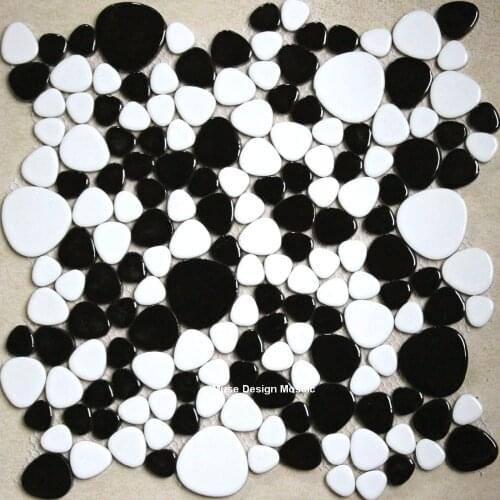 Black White Porcelian Ceramic Mosaic tile Bathroom Shower kitchen backsplash swimming pool Wall Floordecoration FREE Shipping