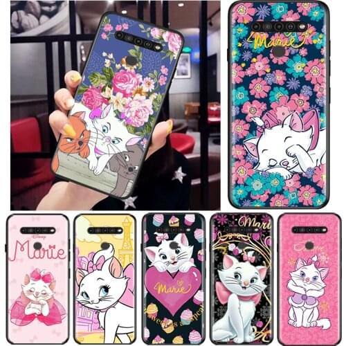 Disney Marie Cat for LG G8 G8S G8X V30 V35 V40 V50 V60 ThinQ Q60 K40 K50 K30 K41 K51 K61 K71 K92 Black Phone Case