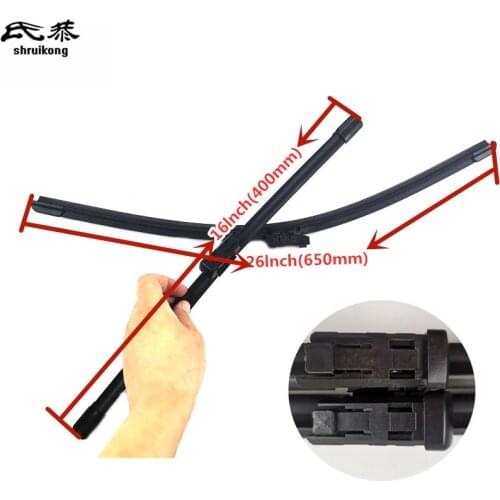 Free shipping 2pcs/lot SG-007 Wiper blades for 2013-2016 SEAT Leon / SC Coupe 26"+16" fit push button type wiper arms only