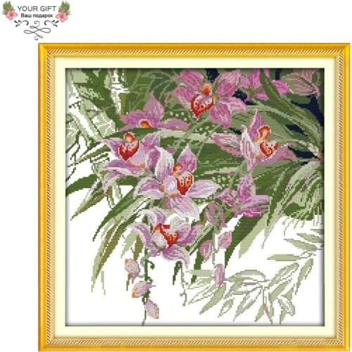 Joy Sunday H560(3) 14CT 11CT Counted and Stamped Home Decor Orchid Needlepoint Needlework Embroidery Flowers Cross Stitch kits