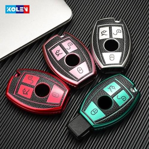Leather + TPU Car Remote Key Cover Case Shell Fob For Mercedes Benz W205 W212 X166 W176 W211 W204 W222 W463 CLA GLC GLK Keychain