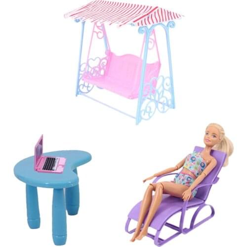 LUCKDOLL Lounge chair/Digital Equipment Mobile Computer /Sofa /Suitcase Fit Barrbies Toy Girls Toys,Generation,Birthday Gift