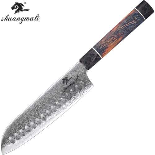 7 Inch Santoku Kitchen Knives VG10 Damascus Steel Chef Santoku Knife Japanese Sharp Family Cooking Tools Slicing Cleaver Knife