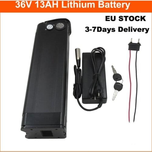 500W 36V Silver Fish Battery 36V 13AH ebike baterie use for Samsung 2600mah cell with USB Port 2A charger BMS Bottom discharge