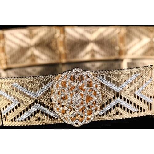 Moroccan Belts Wedding Women Caftan Decoration Waist Chain Hollow-Out Style Crystal Hollow Flower Shape Belts