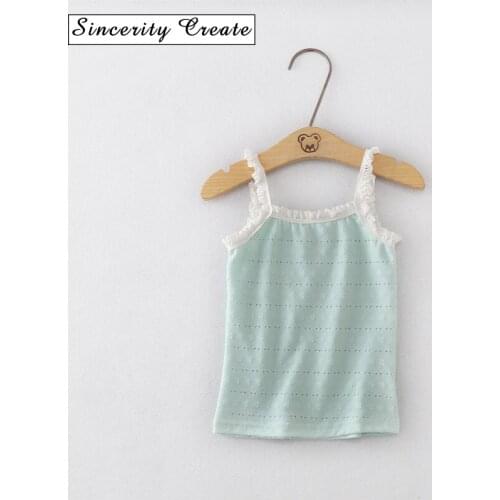 2018 summer new lace girls' vest mesh cotton sun-top for girls Breathable girls Camisoles tanks baby girls underwear kids top