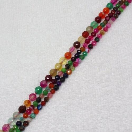 Mini. order is $7! 4,6mm Faceted Multicolor Agates Round A Spacer Loose Bead 15"