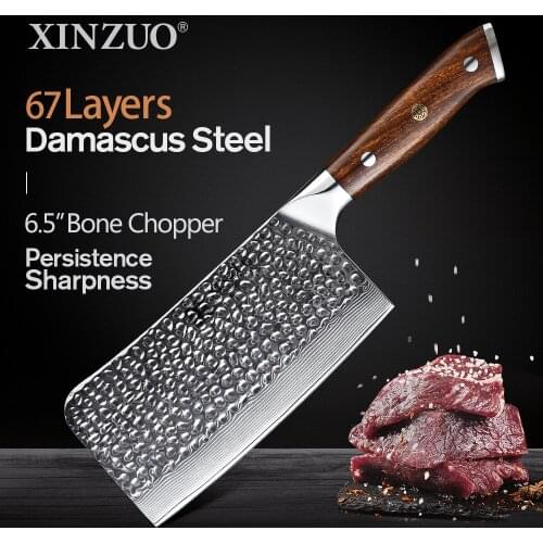 XINZUO 6.5''inch Bone Chopper Knife Kitchen Japanese Damascus Steel Chopping Meat Vegetable Chef Knives Cooking Tool Accessories