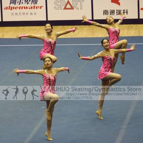 Ice Skating Dress Competition Rhythmic Leotards Stage Wear Child Kids Clubs Aerobics Cheerleading Miao Jewelry Dress Uniforms